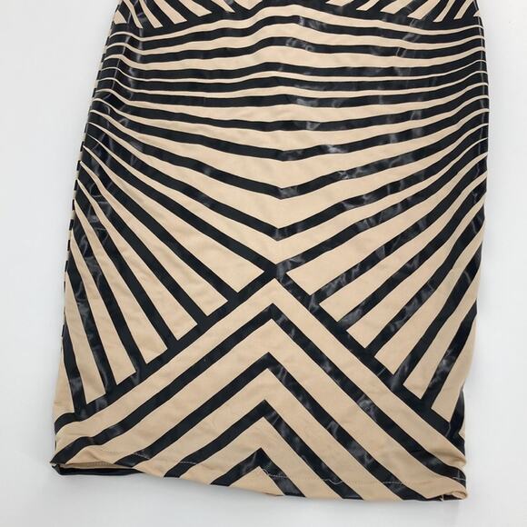 Gold Label Wow Couture Womens Tan Black Strapless Bodycon Dress Size M - Picture 7 of 11